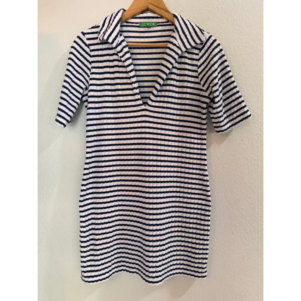 J. Crew Polo Mini Dress in Striped Towel Terry Size XS